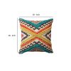 18 x 18 Square Cotton Accent Throw Pillow; Aztec Tribal Inspired Pattern; Trimmed Fringes; Multicolor; DunaWest