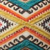 18 x 18 Square Cotton Accent Throw Pillow; Aztec Tribal Inspired Pattern; Trimmed Fringes; Multicolor; DunaWest