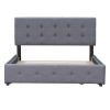 Upholstered Platform Bed with Classic Headboard and 4 Drawers; No Box Spring Needed; Linen Fabric; Queen Size Dark gray(OLD SKU :LP000114AAE)