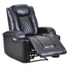 Oris Fur. Power Motion Recliner with USB Charge Port and Two Cup Holders -PU Leather Lounge chair for Living Room