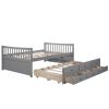 Full size Daybed with Twin size Trundle and Drawers; Full Size; Gray