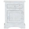 Bedside Cabinet White 15.7"x11.8"x19.6" Solid Mango Wood