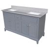 61 inches bathroom stone vanity top calacatta gray engineered marble color with undermount ceramic sink and 3 faucet hole with backsplash