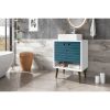 Manhattan Comfort Liberty 23.62 Bathroom Vanity with Sink and 2 Shelves in White and Aqua Blue