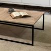 Manhattan Comfort Celine 53.14 Coffee Table with Steel Legs in Nude Mosaic Wood