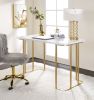 White & Gold Finish Vanity Desk Rectangular Writing Desk