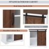 Bathroom Storage Cabinet; Freestanding Accent Cabinet; Sliding Barn Door; Thick Top; Adjustable Shelf; White and Brown