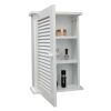Wall Mounted Cabinet;  Hanging Medicine Cabinet with 3 Tiers;  Single Louvered Door;  Floating Cupboard for Home Bathroom Bedroom;  White