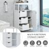 White Bathroom Cabinet, Freestanding Multi-Functional Storage Cabinet with Door and 3 Drawers, MDF Board with Painted Finish