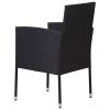 7 Piece Patio Dining Set Poly Rattan Black