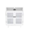 Nightstand with Storage Shelves and Cabinets for Living Room/Bedroom,Glass Door