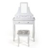 Vanity Table Set with Mirror and Cushioned Stool, Modern Makeup Dressing Table with 4 Drawers, White