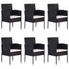 7 Piece Patio Dining Set Poly Rattan Black