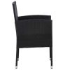 7 Piece Patio Dining Set Poly Rattan Black