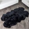 Quad Sheepskin Rug, Black and Silky, Machine Washable 6x4 feet