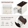 Retro Stylish Nightstand, Two-tone Classic Vintage Livingroom End Table Side Table with USB Ports and One Multifunctional Drawer with cup holders