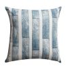 18 x 18 Square Cotton Accent Throw Pillow; Floral and Block Stripe Pattern; Set of 2; White; Blue; DunaWest