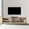 Carl 67 Inch Wood and Metal TV Console Entertainment Media Center with Cabinet Doors; Natural; DunaWest