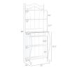 HODELY Lace White 5-Layer Light Walnut MDF Board With Wine Rack Iron Kitchen Shelves RT