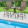 2 Pieces Patio 360 Rotation Swivel Bar Stool Set