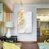 100% Hand Painted Abstract Oil Painting Wall Art White Gold Foil Minimalist Modern On Canvas Decor For Living Room Office No Frame