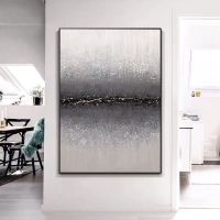 Top Selling Abstract Oil Painting Wall Art Modern Handmade Minimalist Black and White Color Picture Canvas Home Decor For Living Room No Frame (size: 90x120cm)