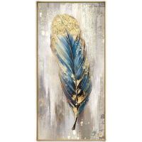 Large Feather White Gold Abstract Oil Painting Hand Painted Paintings Wall Art Home Decor Picture Modern Oil Painting On Canvas (size: 50x100cm)