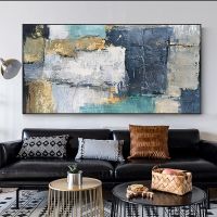 Abstract Hand Painted Color Block Oil Painting on The Canvas Posters and Modern Wall Art Picture for Living Room Decor (size: 70x140cm)
