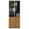 Wooden Bookshelf Executive Storage Office Filing Cabinet with Glass Door