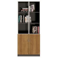Wooden Bookshelf Executive Storage Office Filing Cabinet with Glass Door (Color: Walnut)