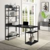 Free shipping Home Office computer desk,Metal frame and MDF board/5 tier open bookshelf/Plenty storage space
