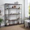 Bookcase and Bookshelf, Home Office 5 Tier Bookshelf, Open Freestanding Storage Shelf with Metal Frame