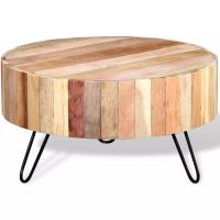 Coffee Table Solid Reclaimed Wood (Color: Beige)