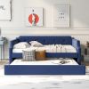 Upholstered Daybed with Trundle, Wood Slat Support,Upholstered Frame Sofa Bed , Twin