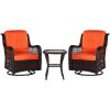 Outdoor Chairs Set 3 Pieces Set Furniture Set for Balcony Rattan Chairs and Table with Cushions - Orange XH