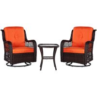 Outdoor Chairs Set 3 Pieces Set Furniture Set for Balcony Rattan Chairs and Table with Cushions - Orange XH (Color: Orange)