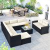 9-piece Outdoor Patio Large Wicker Sofa Set, Rattan Sofa set for Garden, Backyard,Porch and Poolside, Gray wicker