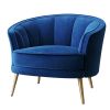 Modern Velvet Accent Barrel Chair Leisure Accent Chair Living Room Upholstered Armchair Vanity Chair for Bedroom Meeting Room, Blue