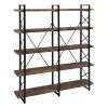 Home Office 5 Tier Bookshelf, Industrial Bookcase for Office with Metal Frame, X Design Etageres Storage Shelf