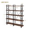 Home Office 5 Tier Bookshelf, Industrial Bookcase for Office with Metal Frame, X Design Etageres Storage Shelf