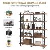 Home Office 5 Tier Bookshelf, Industrial Bookcase for Office with Metal Frame, X Design Etageres Storage Shelf