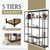 Bookcase and Bookshelf, Home Office 5 Tier Bookshelf, Open Freestanding Storage Shelf with Metal Frame