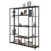 Bookcase and Bookshelf, Home Office 5 Tier Bookshelf, Open Freestanding Storage Shelf with Metal Frame