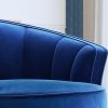 Modern Velvet Accent Barrel Chair Leisure Accent Chair Living Room Upholstered Armchair Vanity Chair for Bedroom Meeting Room, Blue