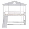 Twin over Twin House Bunk Bed with Convertible Slide and Ladder,Converts into 2 Separate Platform Beds