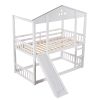 Twin over Twin House Bunk Bed with Convertible Slide and Ladder,Converts into 2 Separate Platform Beds