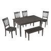 Stylish Wooden Furniture Kitchen Table Set 6-Piece with Ergonomically Designed Chairs
