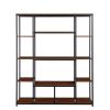 Bookcase and Bookshelf, Home Office 5 Tier Bookshelf, Open Freestanding Storage Shelf with Metal Frame