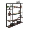 Bookcase and Bookshelf, Home Office 5 Tier Bookshelf, Open Freestanding Storage Shelf with Metal Frame