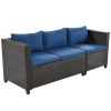 Outdoor, Patio Furniture Sets, 5 Piece Conversation Set Wicker Rattan Sectional Sofa with Seat Cushions